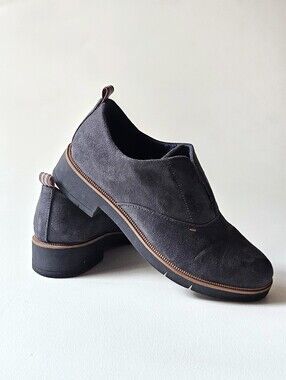 Dr. Scholl's Glisten Slip On Derby Oxford Shoes Gray Fabric Comfort Loafers 8.5